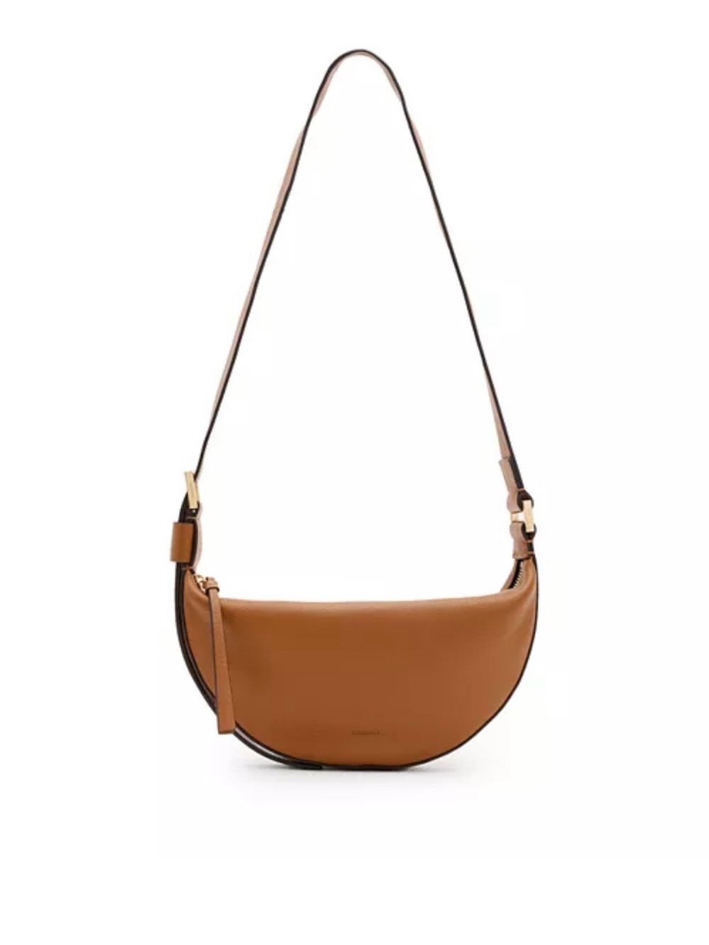 All Saints Tan Crescent Leather Shoulder Bag